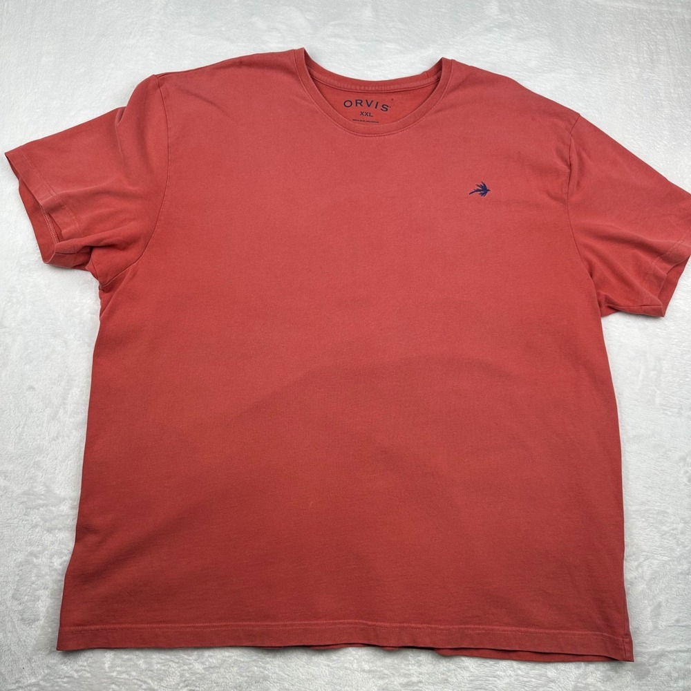 Ovris Men's XXL Short Sleeve T Shirt Fishing Fly Heavy Cotton Red Burgundy Logo
